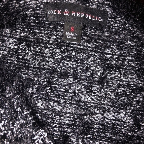 Rock & Republic Black/Silver Eyelash Sweater Sz S - Picture 7 of 7